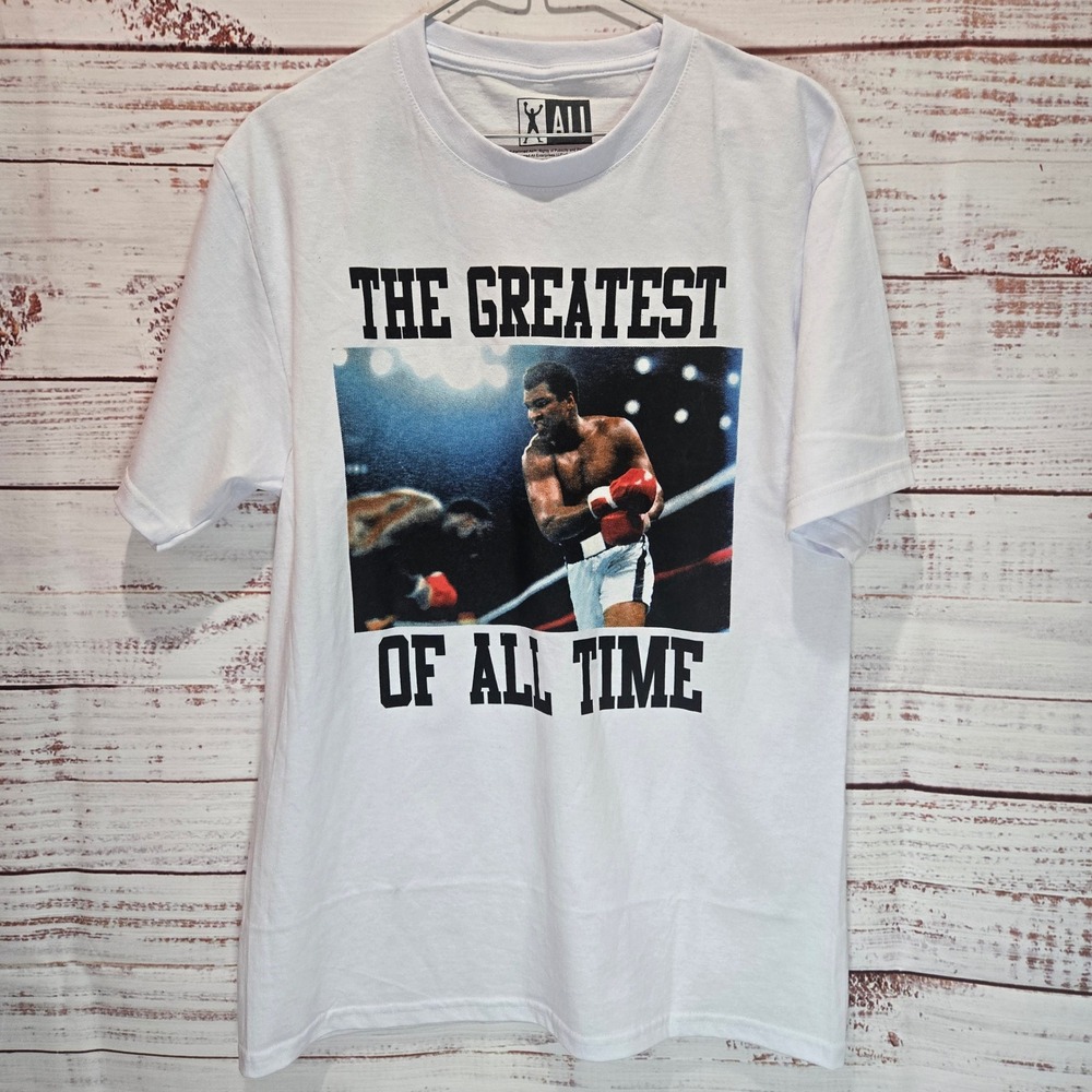 Muhammad Ali The Greatest Of All Time White Graphic T-Shirt NWOT Men's Medium‎